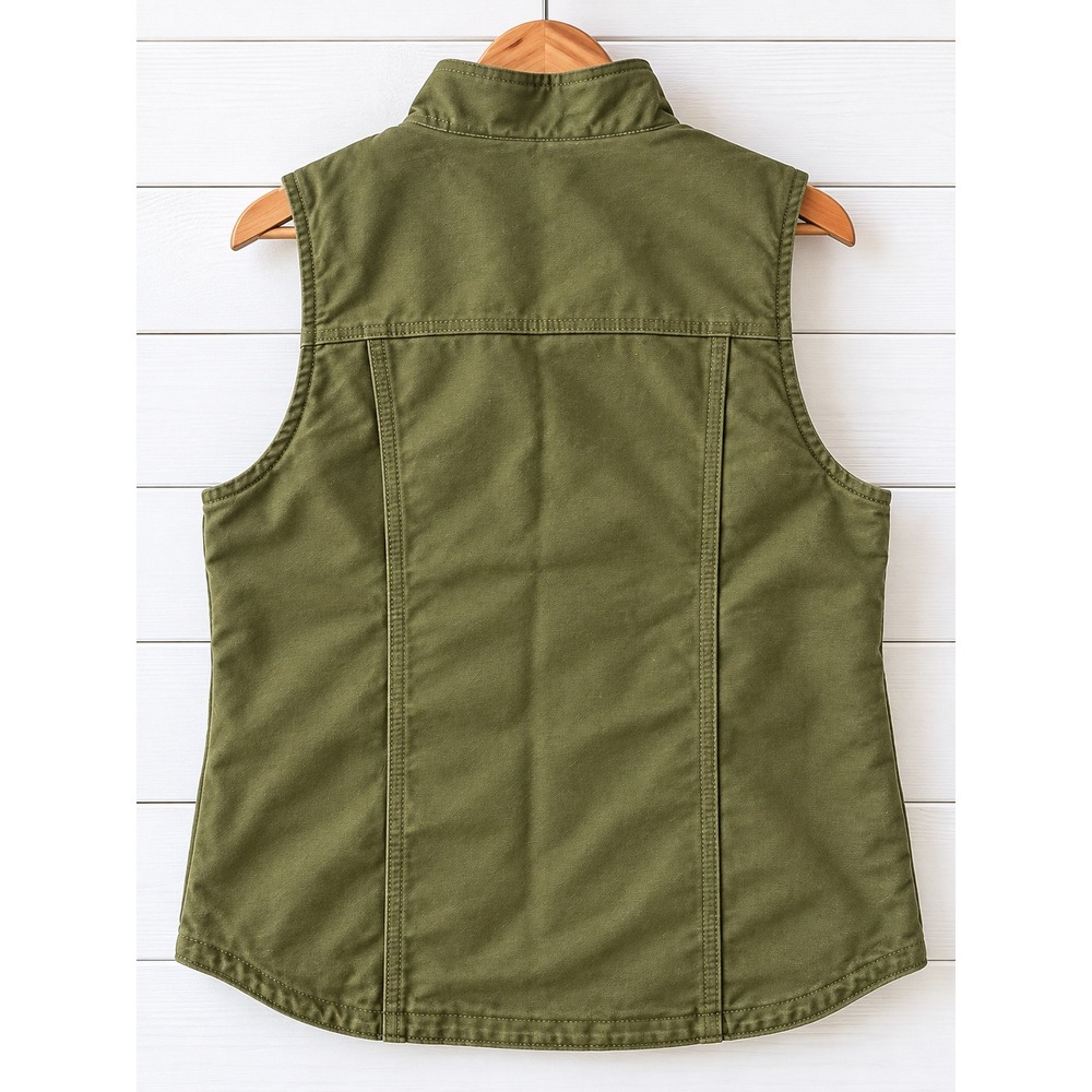 Carhartt Womens Mock Neck Sherpa Lined Sandstone Duck Vest Basil Green S 4/6